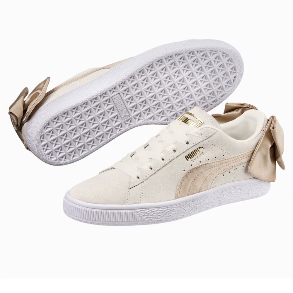 Puma Women's Cream Sneakers with Gold Accents